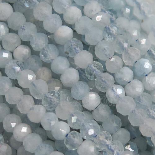 tiny blue Aquamarine Seed Beads, faceted rondelle