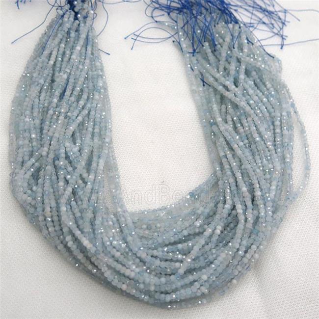 tiny blue Aquamarine Seed Beads, faceted rondelle
