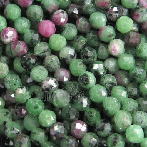 natural Ruby Zoisite seed Beads, faceted round