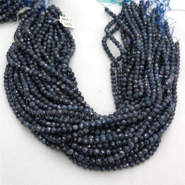 Darkblue Natural Sapphire Beads Faceted Round AA-Grade