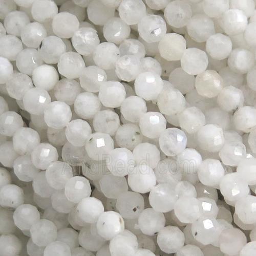 tiny white MoonStone Beads, faceted round