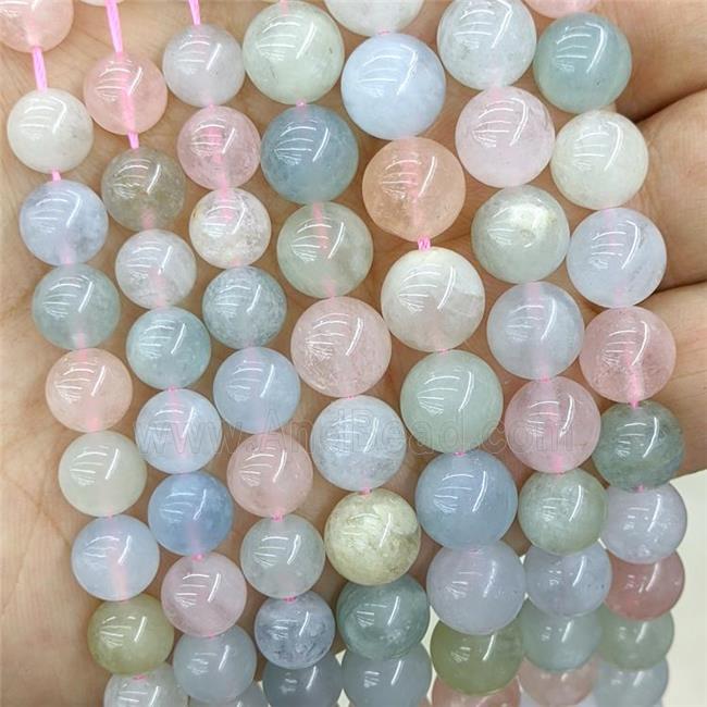 round Morganite Beads, A-grade, mixed color