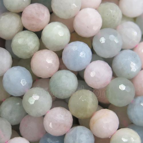 Morganite Beads, faceted round, A-grade, mixed color