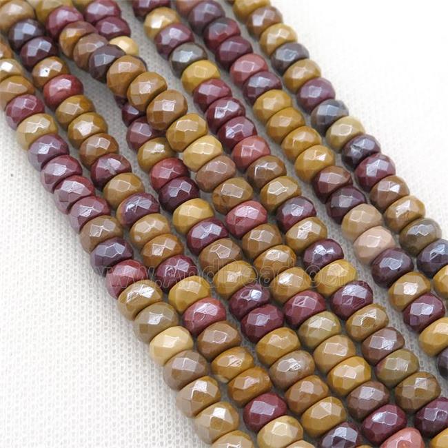 Mookaite beads, faceted rondelle, light electroplated