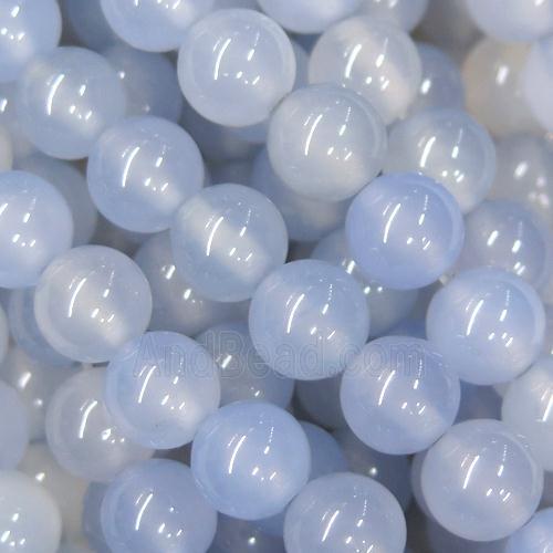 round Chalcedony beads, light blue