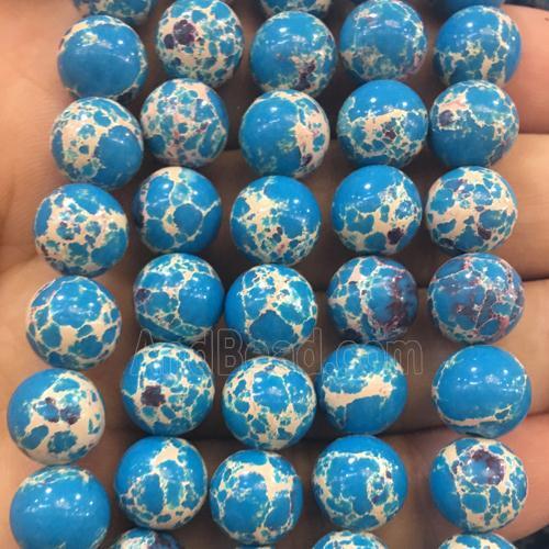 round synthetic blue Imperial Jasper beads
