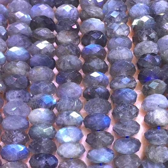 natural Labradorite beads, faceted rondelle, AA-grade