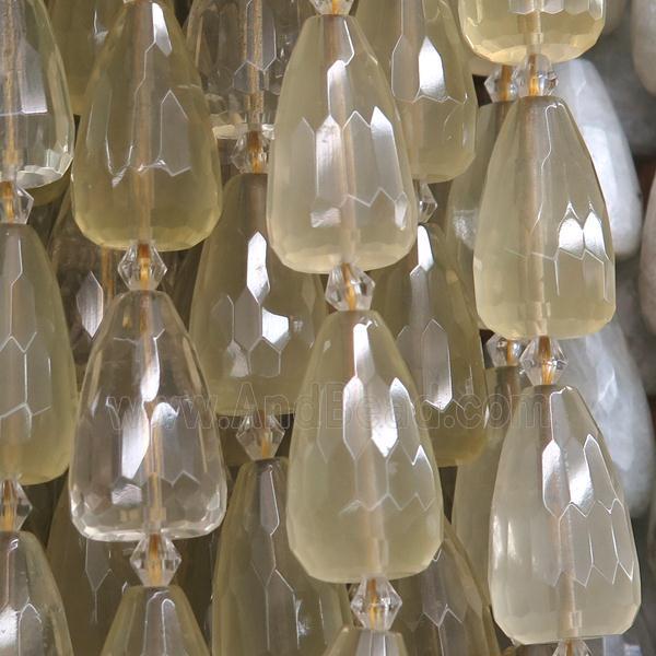 Lemon Quartz Beads, faceted teardrop