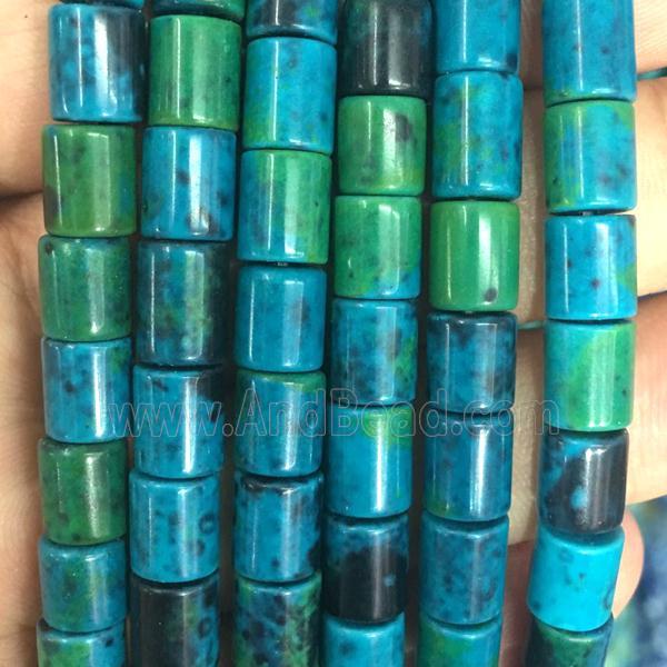 Chrysocolla tube beads, Synthetic