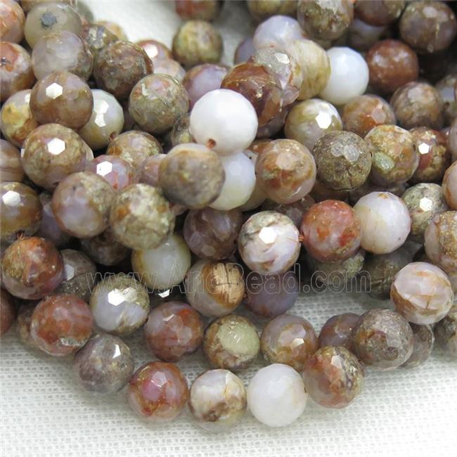 faceted round Blood Agate beads