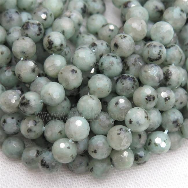 Sesame Kiwi Jasper Beads, faceted round, A grade
