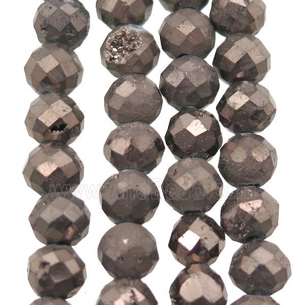coffee Agate Druzy beads, faceted round