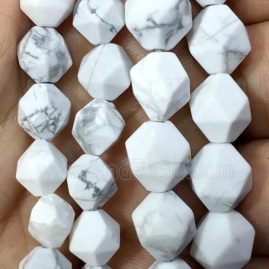 matte White Howlite Turquoise beads, faceted round