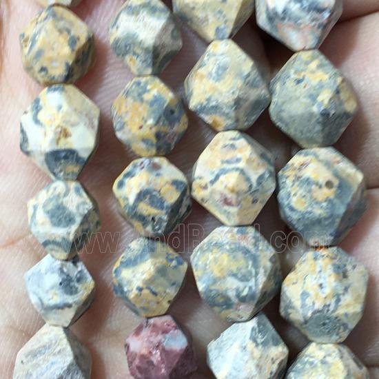 matte LeopardSkin Jasper beads, faceted round