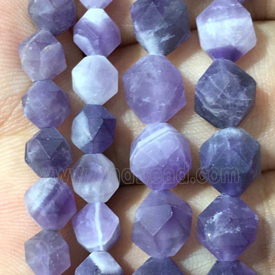 matte purple Dogtooth Amethyst beads, faceted round