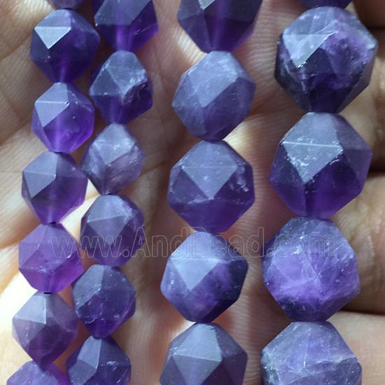 matte purple Amethyst beads, cutted round