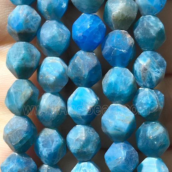 matte blue Apatite beads, cutted round