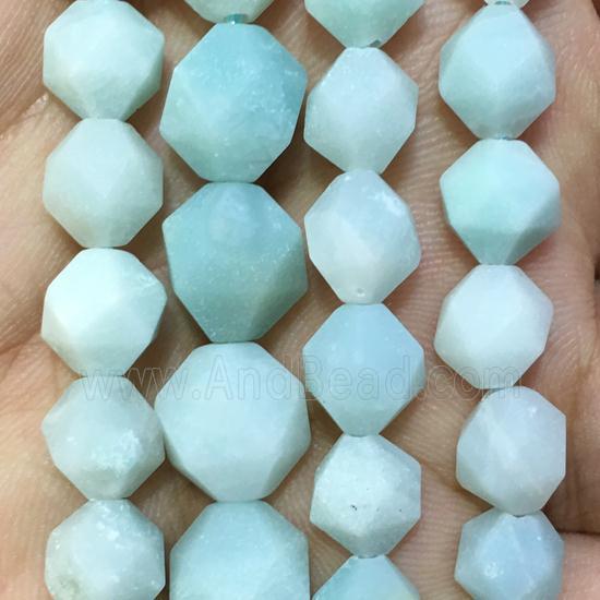 matte blue Amazonite beads, faceted round