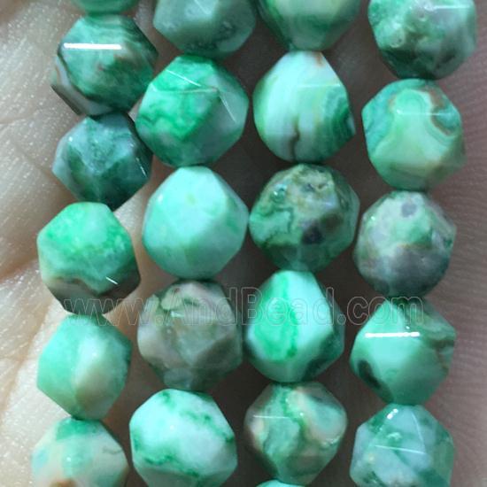 green Crzay Agate beads, faceted round
