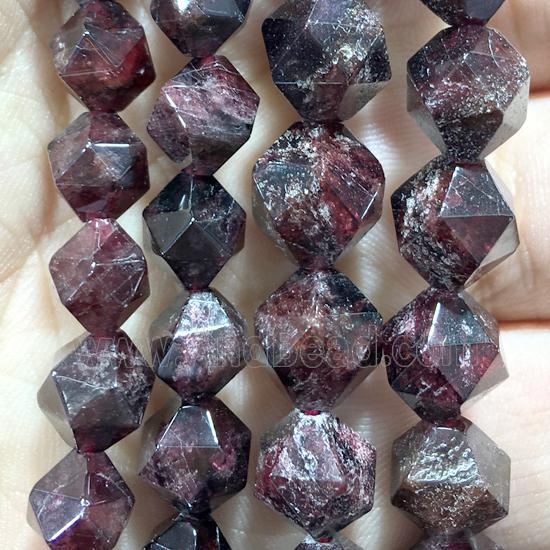 faceted round Garnet Beads, dark red