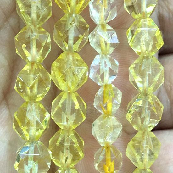 faceted round yellow Citrine beads