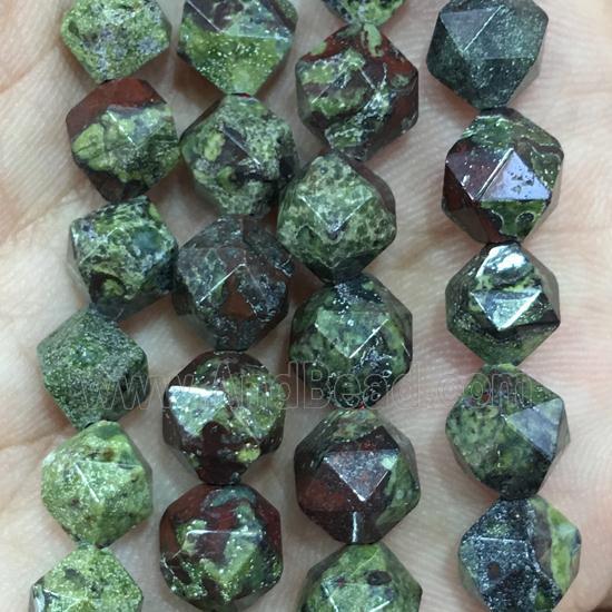 green DragonBlood Jasper beads, faceted round