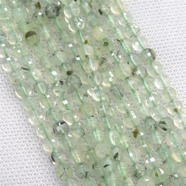 green Prehnite beads, faceted coin