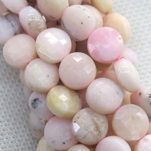 Pink Opal stone beads, faceted circle