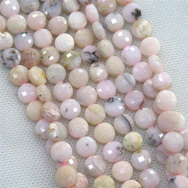 Pink Opal stone beads, faceted circle