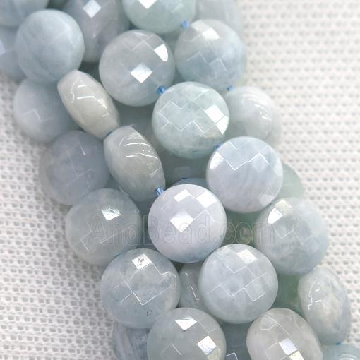 Aquamarine beads, faceted circle