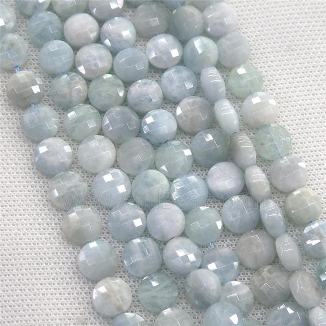 Aquamarine beads, faceted circle