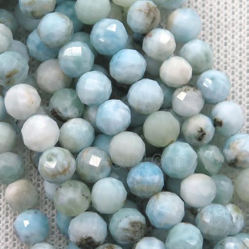 Larimar Beads, faceted round