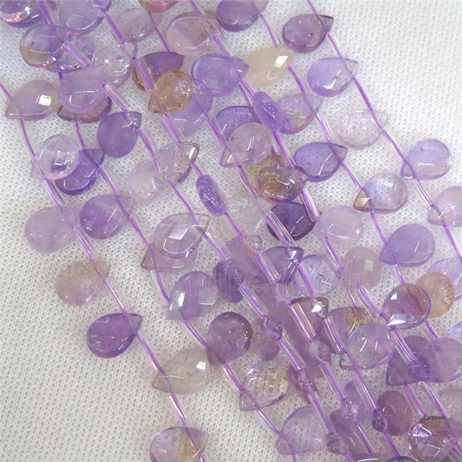 Ametrine beads, faceted teardrop, top-drilled