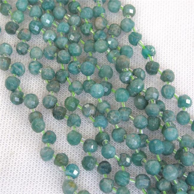 green Russian Amazonite beads, faceted teardrop, top-drilled