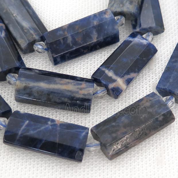 blue Sodalite Beads, faceted rectangle