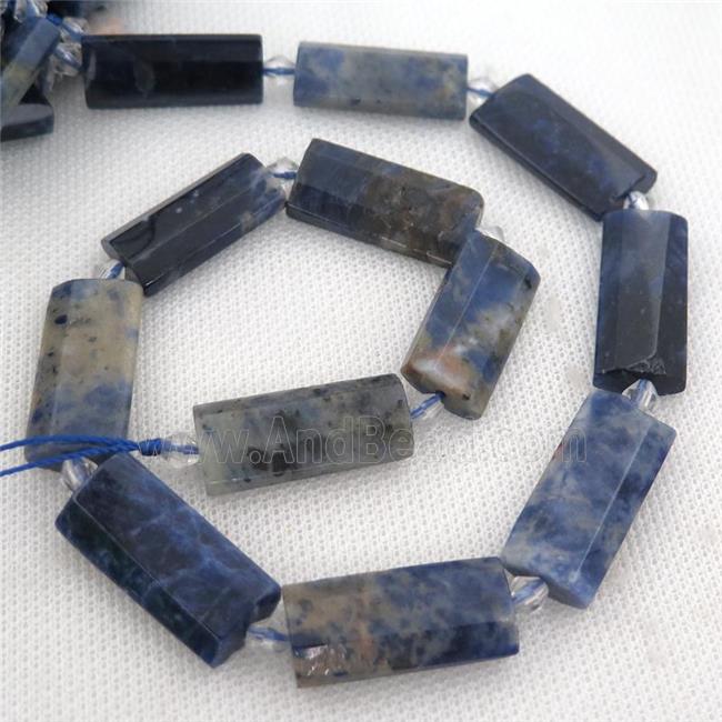 blue Sodalite Beads, faceted rectangle