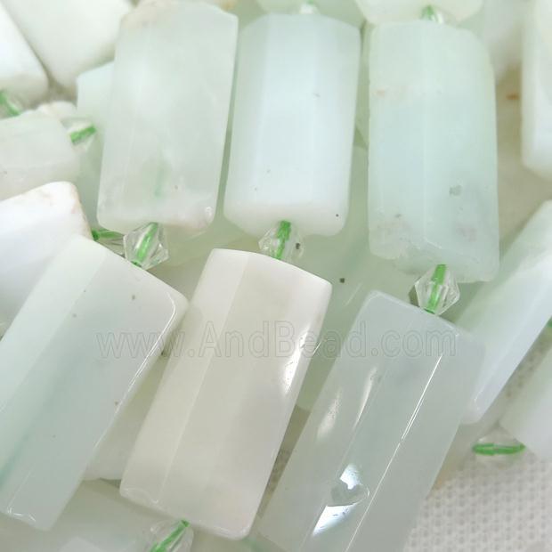 green Opal Stone Beads, faceted rectangle