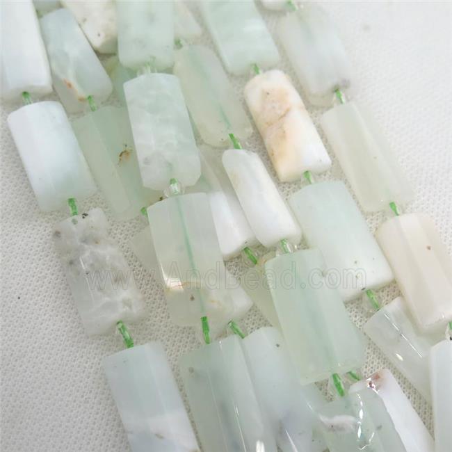 green Opal Stone Beads, faceted rectangle