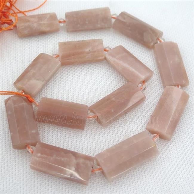 peach MoonStone Beads, faceted rectangle