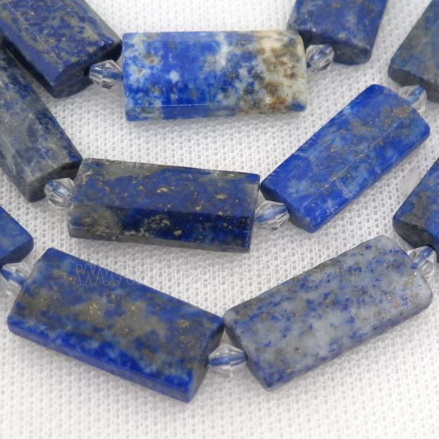 blue Lapis Lazuli Beads, faceted rectangle