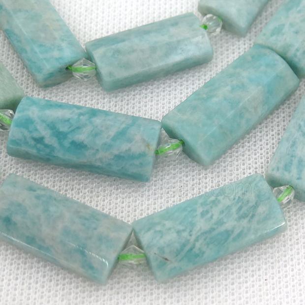 green Russian Amazonite Beads, faceted rectangle