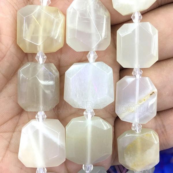 white moonstone square beads