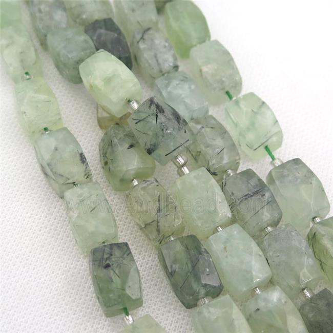 green Prehnite Beads, faceted Cuboid