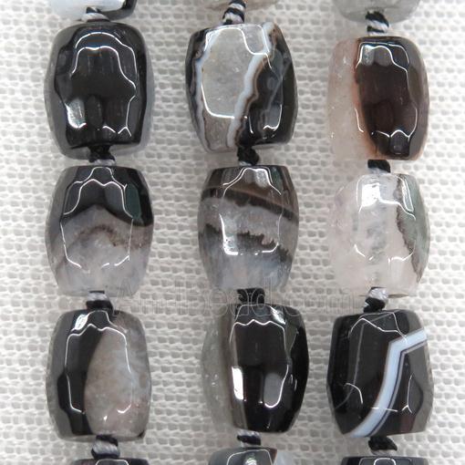 white Agate Druzy beads, faceted barrel