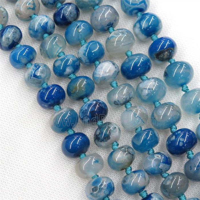 blue Cherry blossom Agate rondelle beads