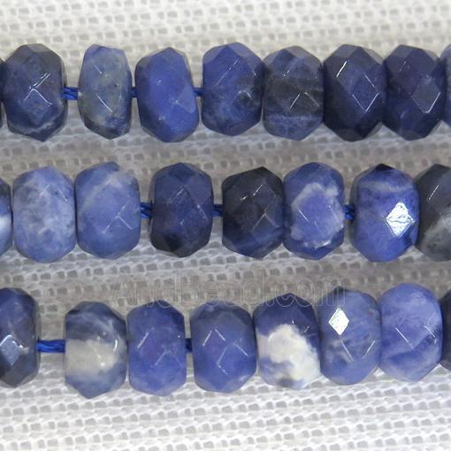 blue Sodalite beads, faceted rondelle