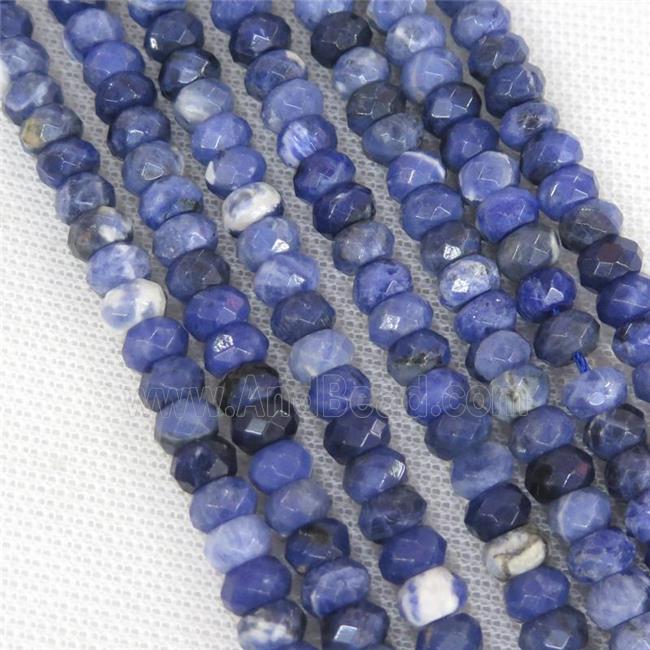 blue Sodalite beads, faceted rondelle