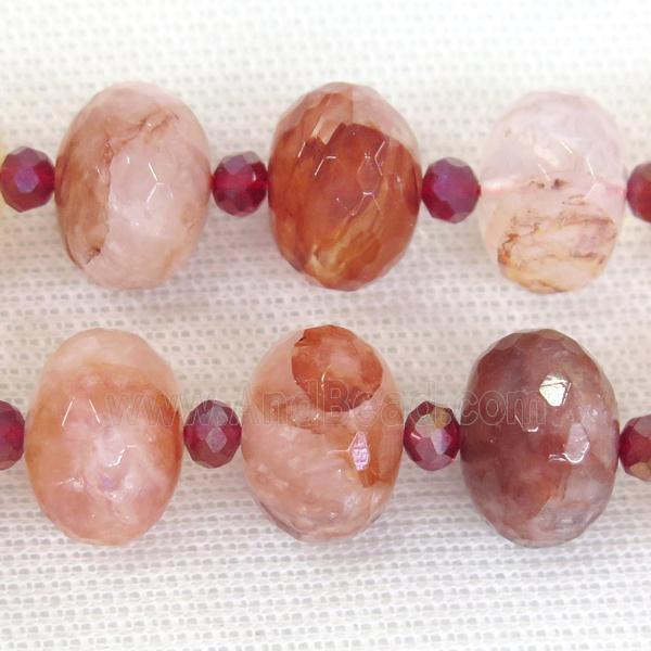 red Iron Quartz beads Ferruginous faceted rondelle