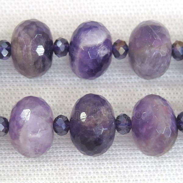 Dogtooth Amethyst Beads, faceted rondelle