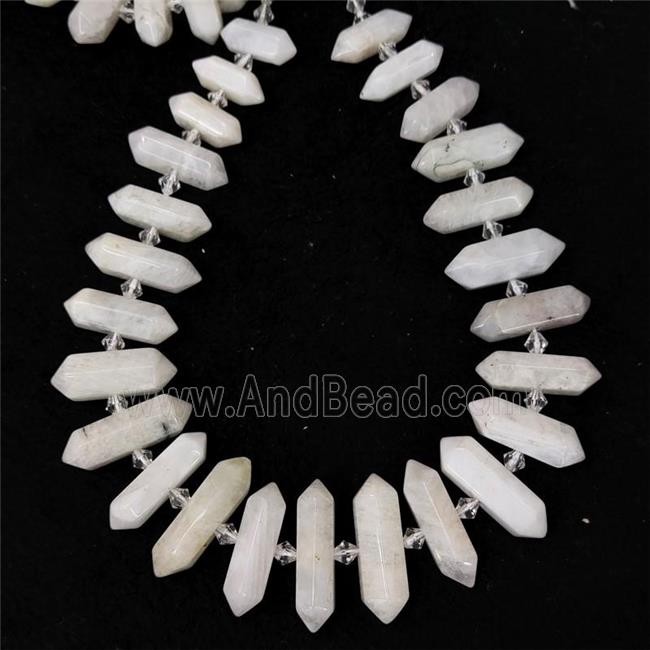 white MoonStone bullet beads